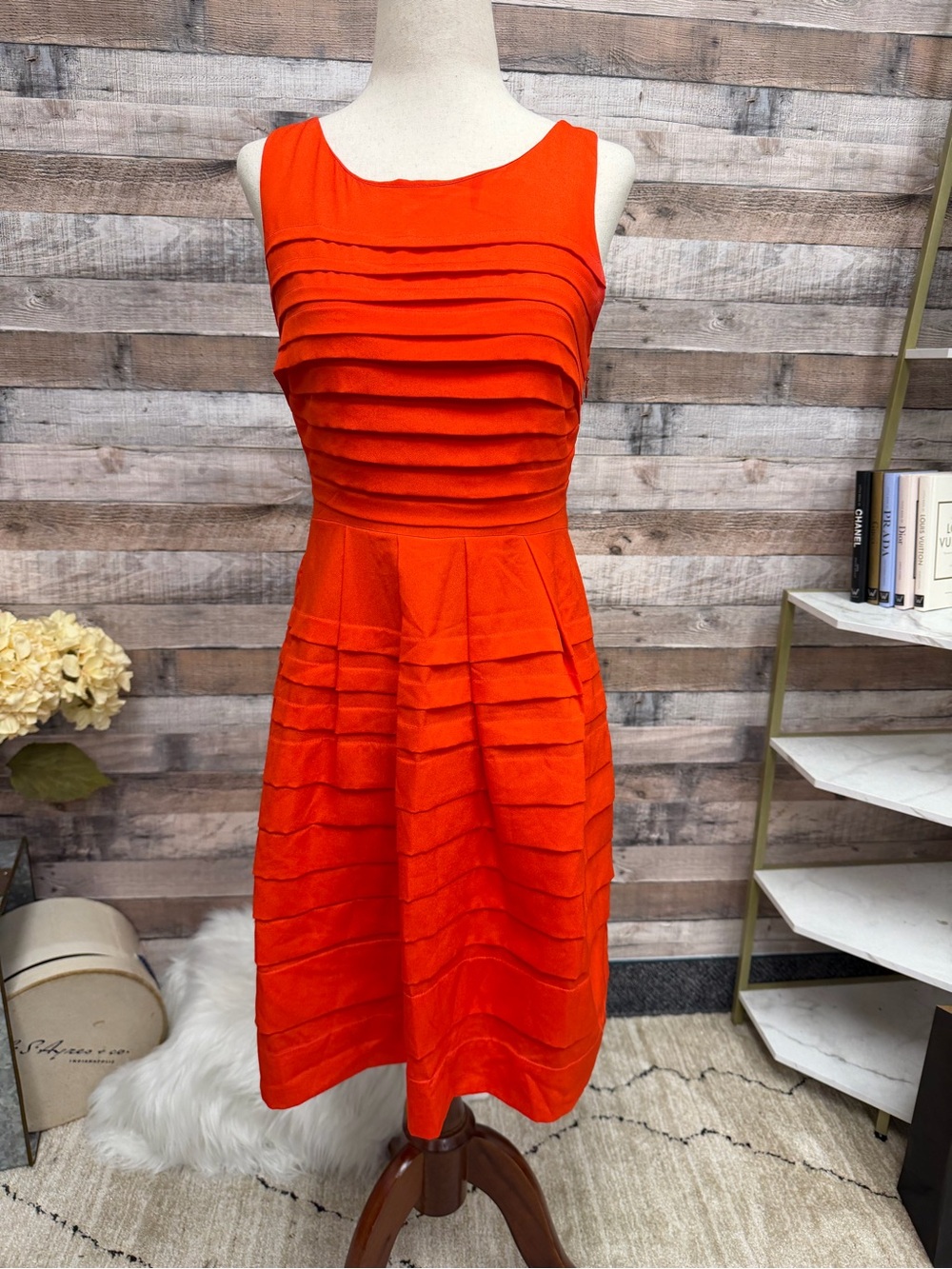 Eva Franco for Anthropologie Orange Pleated Dress 4